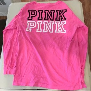 PINK V-neck Long Sleeve Shirt Medium